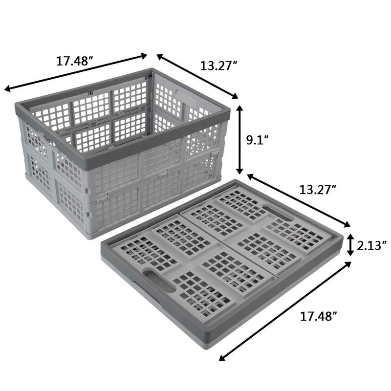 Doryh 34 Quart Plastic Crates, Collapsible Storage Crates/Stackable Storage Container Basket, 2-Pack - Image 2